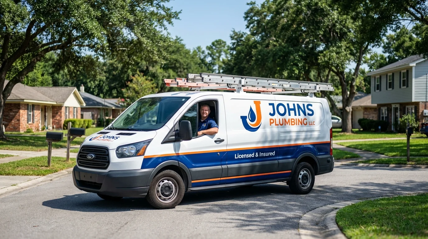 Johns Plumbing LLC service van in Ellerbe, NC