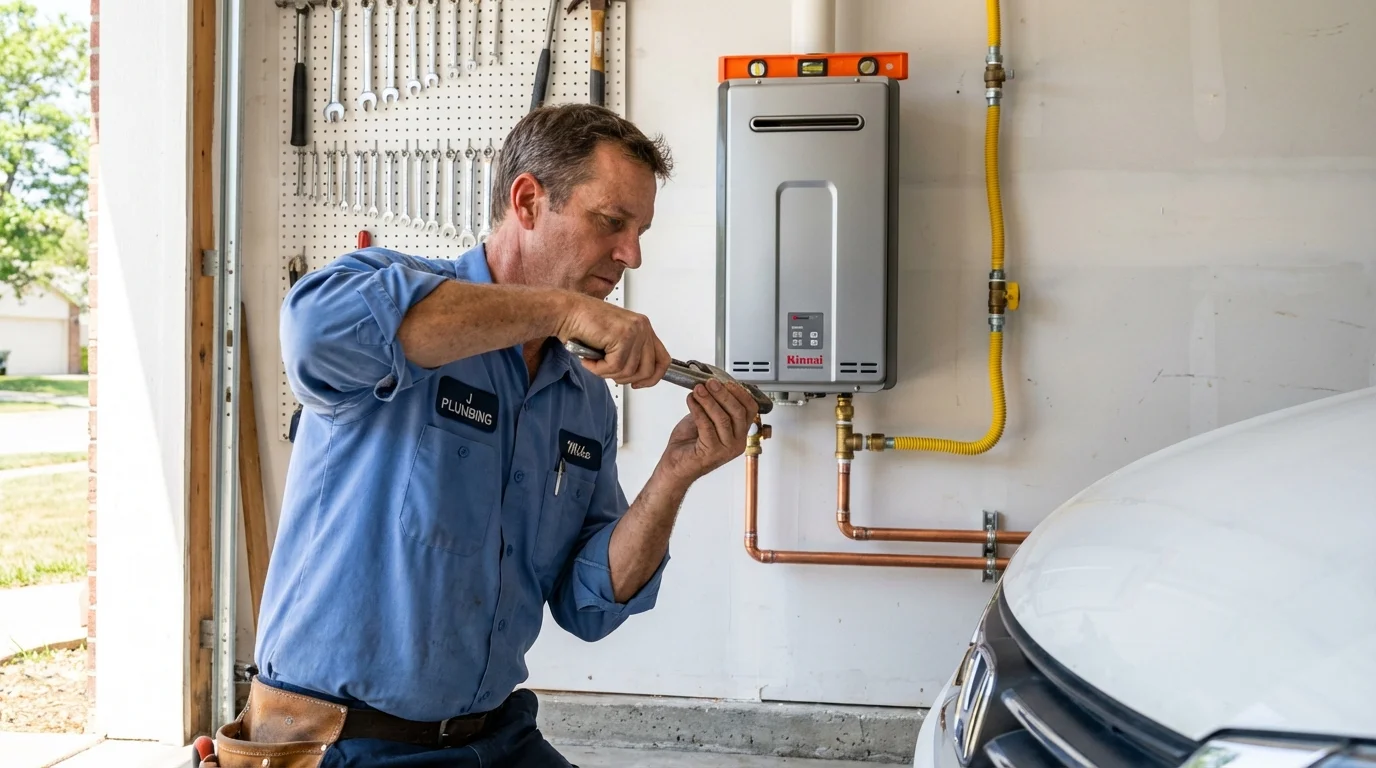 Tankless water heater installation by a Johns Plumbing LLC plumber in Ellerbe